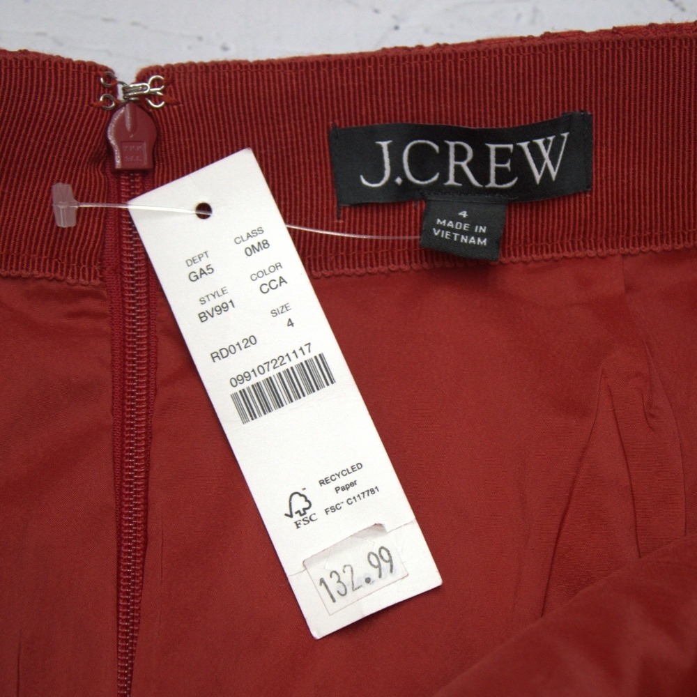 J.Crew Lace Midi Skirt Rust Red Pencil Front Slit 4 Holiday Wedding Guest - Picture 4 of 9